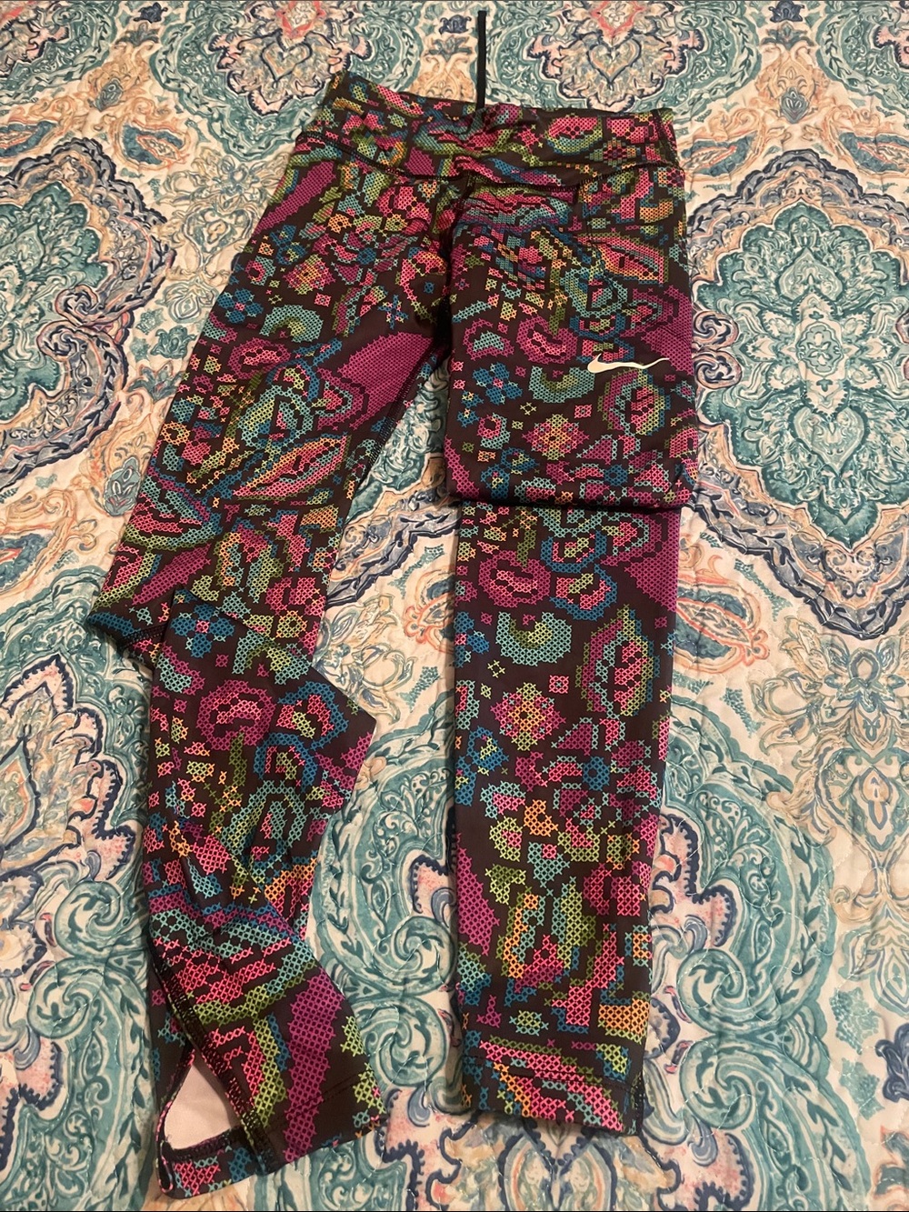 Nike Kids Floral Pixel-Print Leggings in Black, Pink, Green, Blue